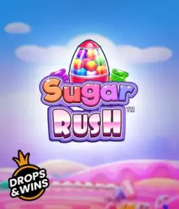 Experience the sweet world of Sugar Rush by Pragmatic Play, showcasing a colorful candy dispenser on a whimsical background of candyland. This graphic portrays the playfulness of the slot, highlighted with multicolored candies and engaging typography. Ideal for candy lovers, delivering a delightful gaming experience. 