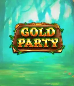 Enter the enchanted forest of Gold Party slot by Pragmatic Play, showcasing a charming wooden sign engraved with golden letters. The setting is a green forest that adds a touch of enchantment to the game's theme. Great for fans of nature-themed slots, providing a delightful gaming experience. 